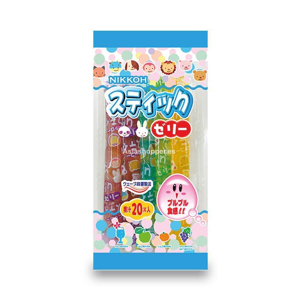 3054001-Jelly-Stick-Nikkoh Kawaii Palitos de Gelatinas de Frutas Manzana Naranja Uva 80g