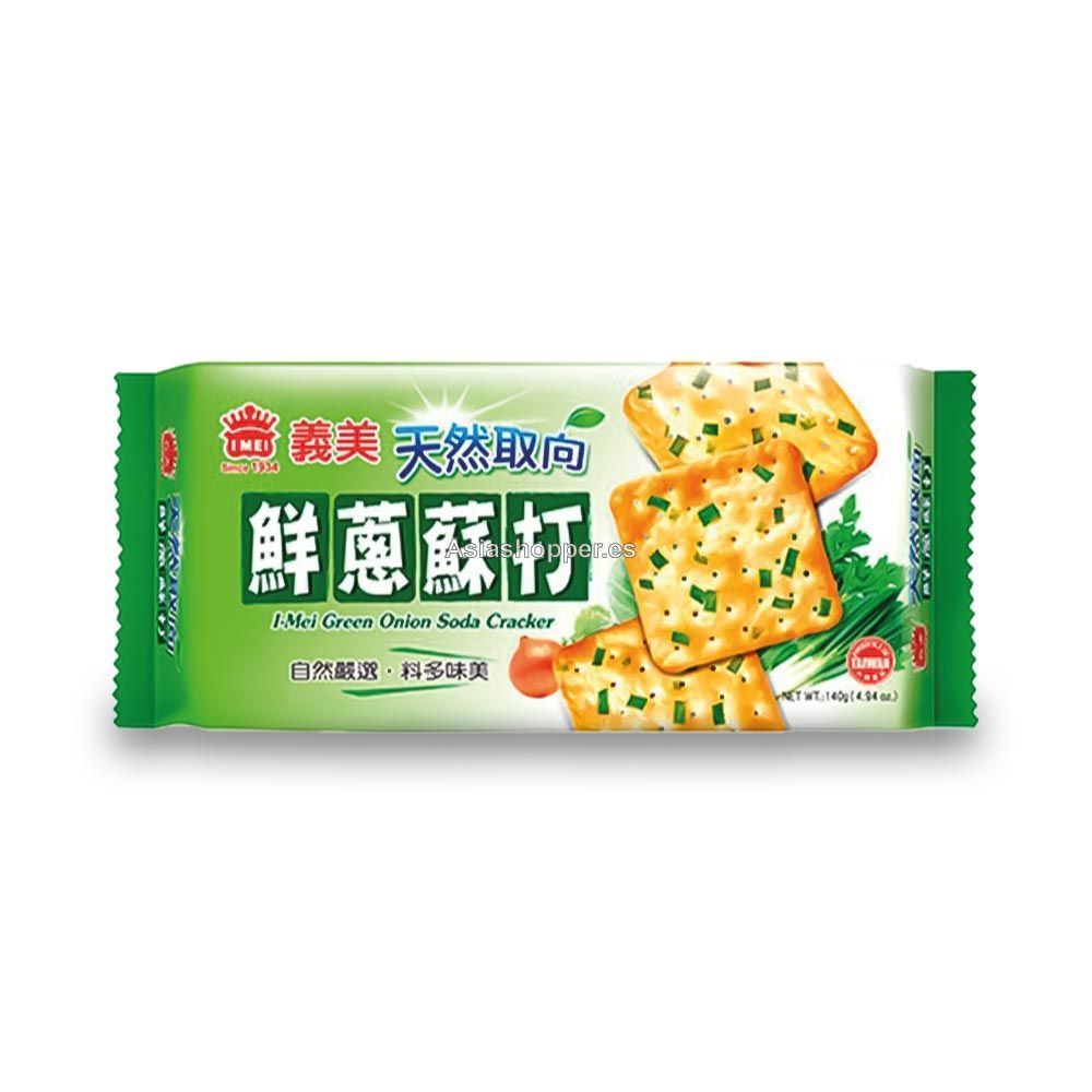 2040001-Galletas-de-Soda-Sabor-a-Cebolleta-I-MEI Galletas Saladas de Verduras 140g - Imagen 1